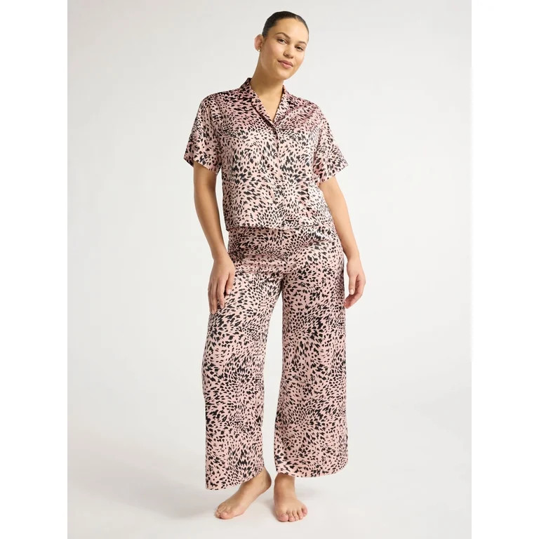 Joyspun Women’s and Women’s Plus Stretch Satin Pajama Set, Sizes S to 3X | Walmart (US)