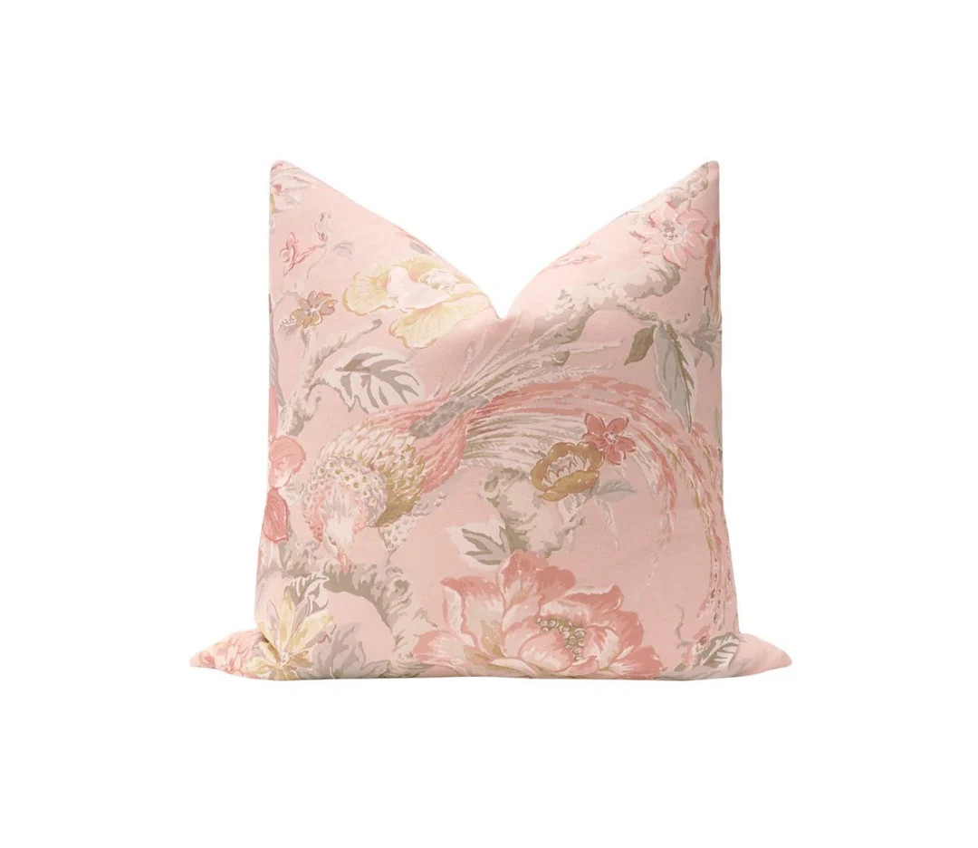 Floral Aviary Print // Blush Pillow Floral Print Floral Print Pillow Floral Throw Pillow - Etsy | Etsy (US)