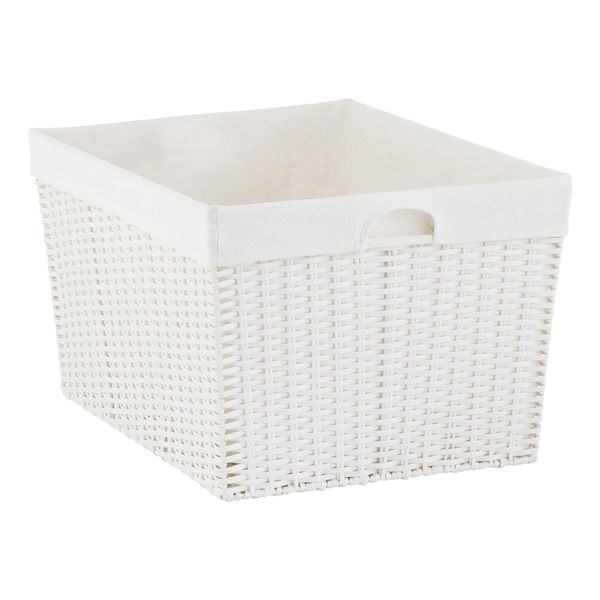 White Montauk Rectangular Basket | The Container Store