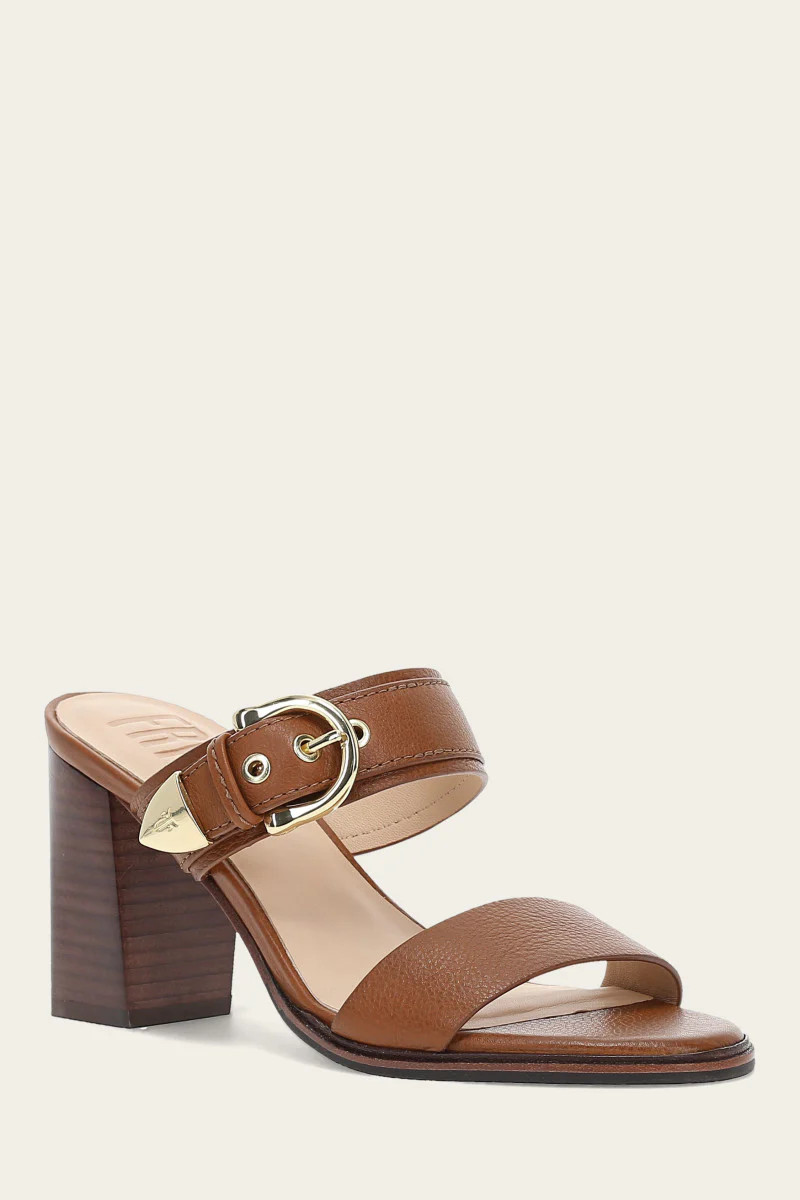 Women's Dark Latte Stella Buckle Slide Sandals | The Frye Company | FRYE