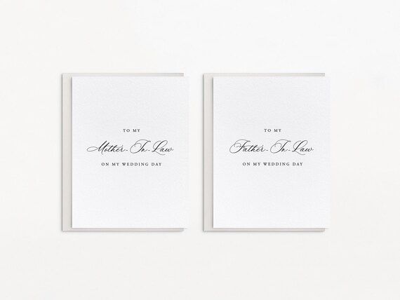 To My Mother-in-law and Father-in-law on My Wedding Day Cards - Etsy | Etsy (US)