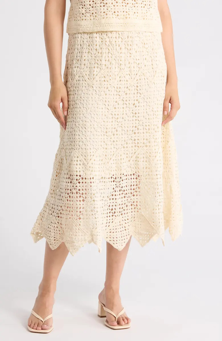 Floral Open Stitch A-Line Midi Skirt | Nordstrom Rack