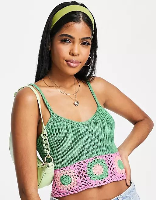 ASOS DESIGN cami with colorful crochet trim hem | ASOS (Global)