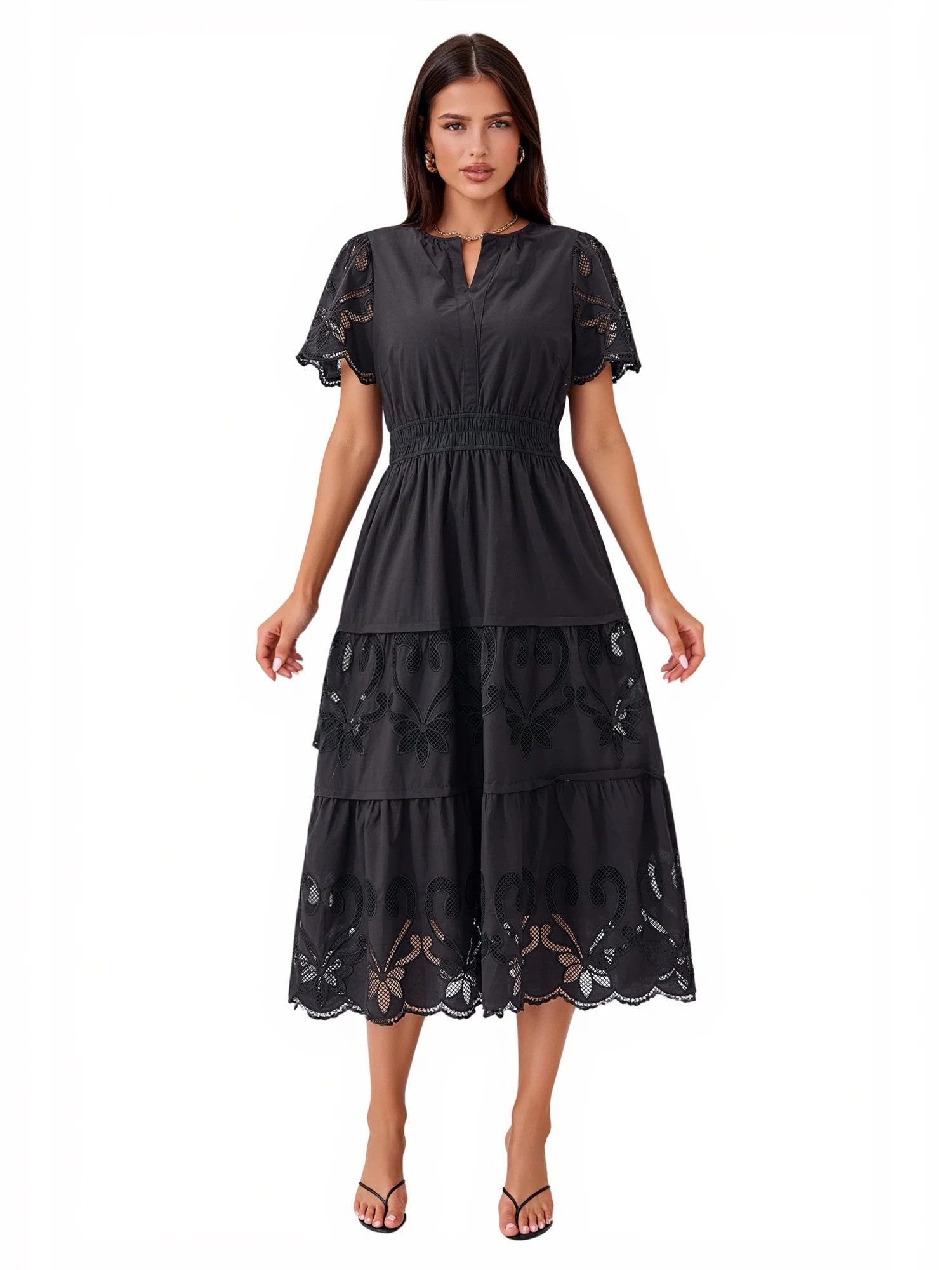 PRETTYGARDEN Women's Midi V-Neck Midi Dress, Sizes S-XXL - Walmart.com | Walmart (US)