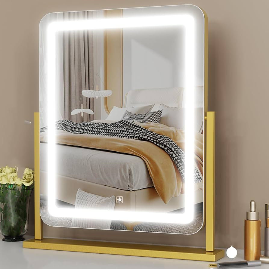Lighted Makeup Mirror, Hollywood Vanity Mirror with Lights, Three Color Lighting Modes, and 5X Ma... | Amazon (US)