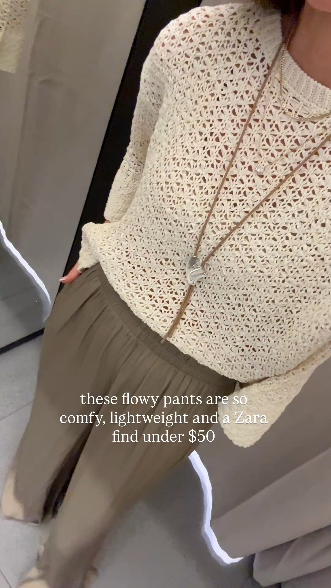 Zara summer outfit. I'm wearing size small in my sweater and xs in pants.