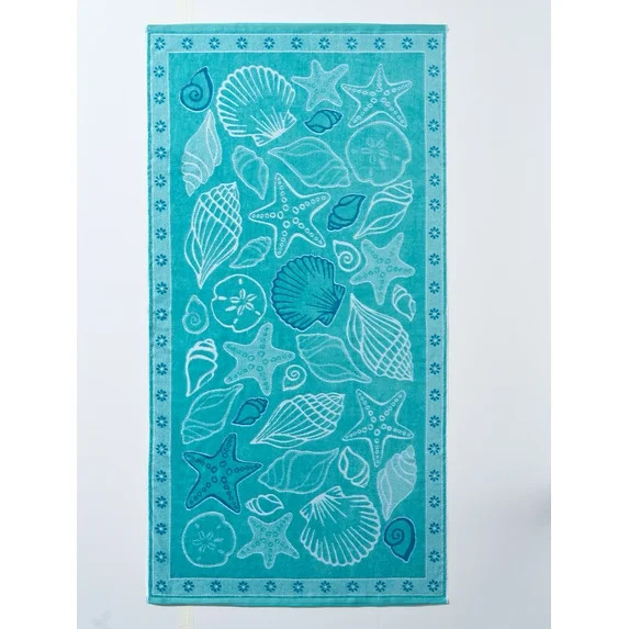 Better Homes & Gardens Starfish & Shells Cotton-Blend Beach Towel | Walmart (US)