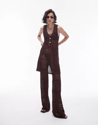 Topshop knit long line pants in brown - part of a set | ASOS | ASOS (Global)