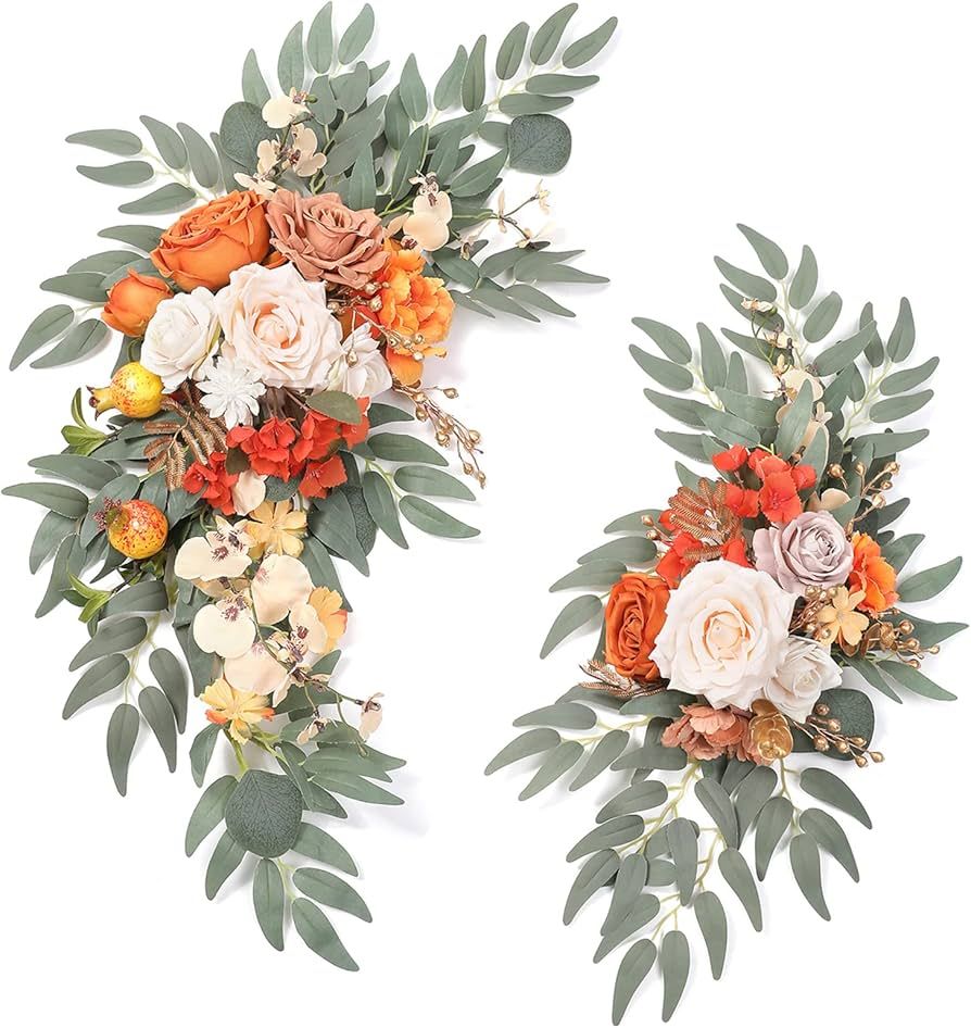 Serra Flora Artificial Wedding Arch Flowers Swag Kit(Pack of 2)- 2pcs Ivory Greenery Sign Arbor F... | Amazon (US)