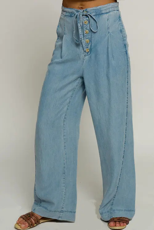 Central Park West Lightid Rise Wideeg Pants in Blue at Nordstrom, Size Small | Nordstrom