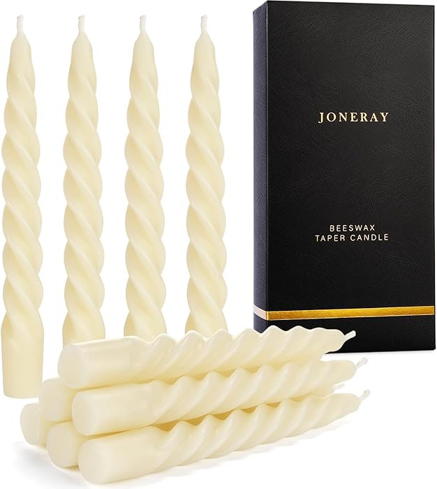 7 inch Beeswax Taper Candles Set of 8, Spiral Bees Wax Tapered Candle - Unscented, Handmade Beesw... | Amazon (US)