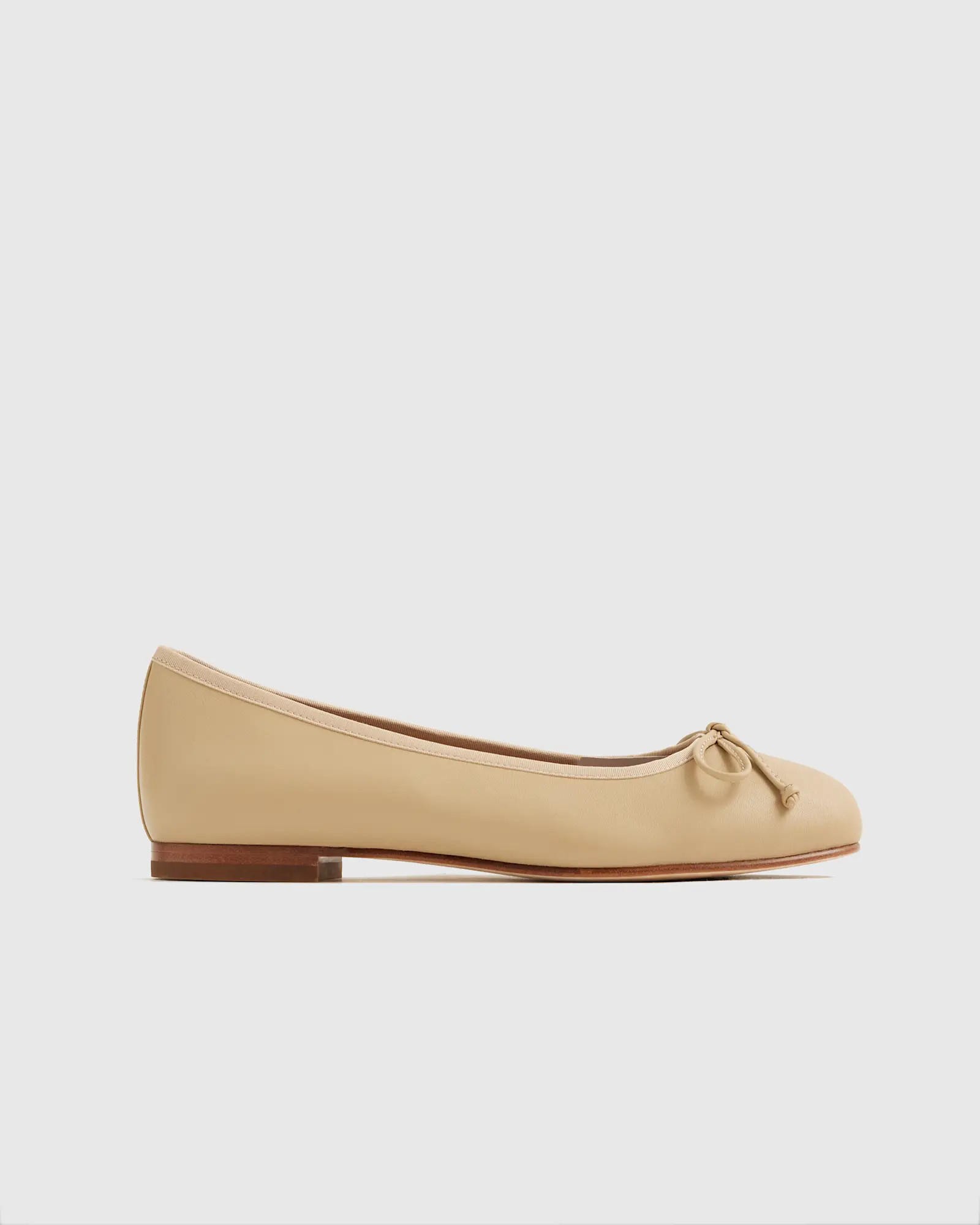 Italian Leather Bow Ballet Flat in Almond | Quince