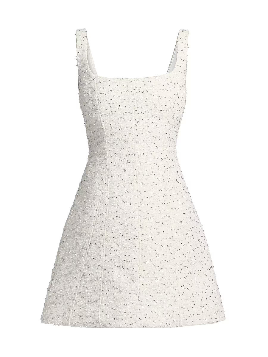 Women's Emery Beaded Tweed Minidress - Ivory Chrome - Size Medium | Saks Fifth Avenue