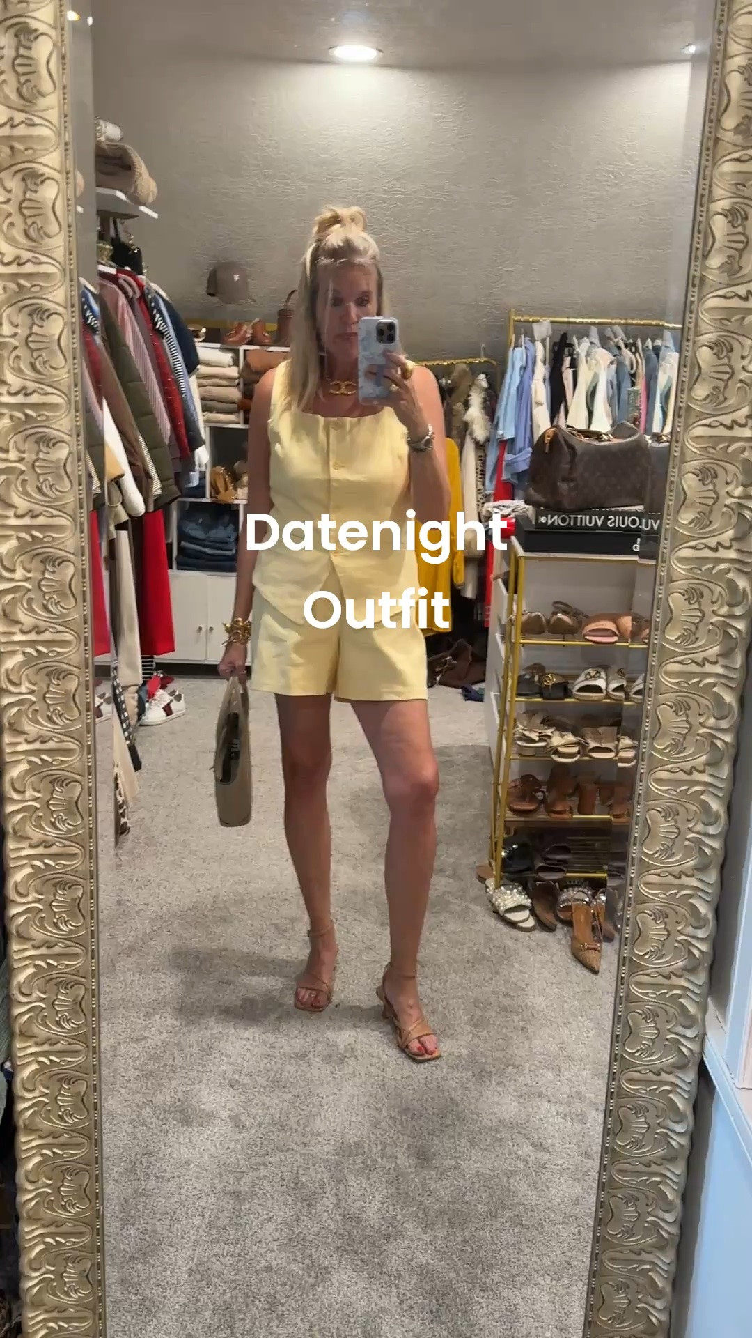 Datenight outfit 

Summer to fall transition 
These linen pieces in butter yellow by Spanx are perfection

Wear together and perfect separate

Wear the vest in the fall over a button up & under a blazer 
With trousers or jeans.

Linen shorts pair with a blazer and cowboy boots or a .a sweater and low profile sneakers🍂🍁

⚠️Save 15% off with my code Deardarcyxspanx 

Nude strappy kitten heals 
And a Paris 1964 bag

Julie Vos jewelry

#LTKdayinmylife #LTKootd #LTKOver40