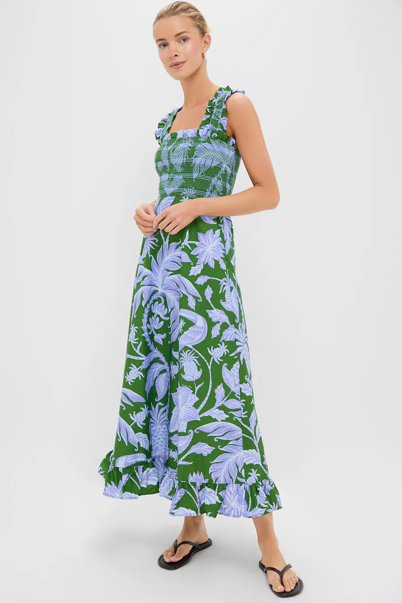 Tropical Swing Green Sleeveless Midi Dress | Tuckernuck (US)
