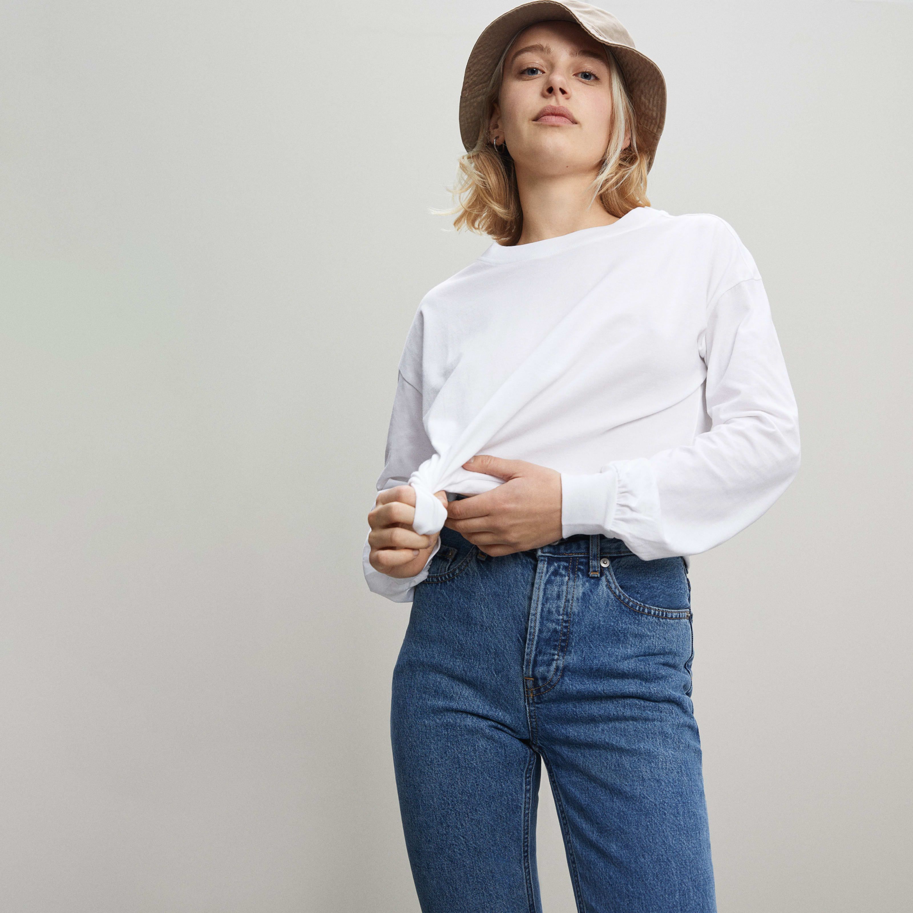 Women's Organic Cotton Long-Sleeve T-Shirt by Everlane in White, Size S | Everlane