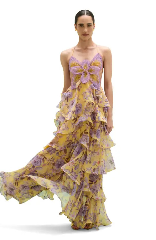 PatBO Peony Butterfly Maxi Dress in Yellow at Nordstrom, Size 4 | Nordstrom
