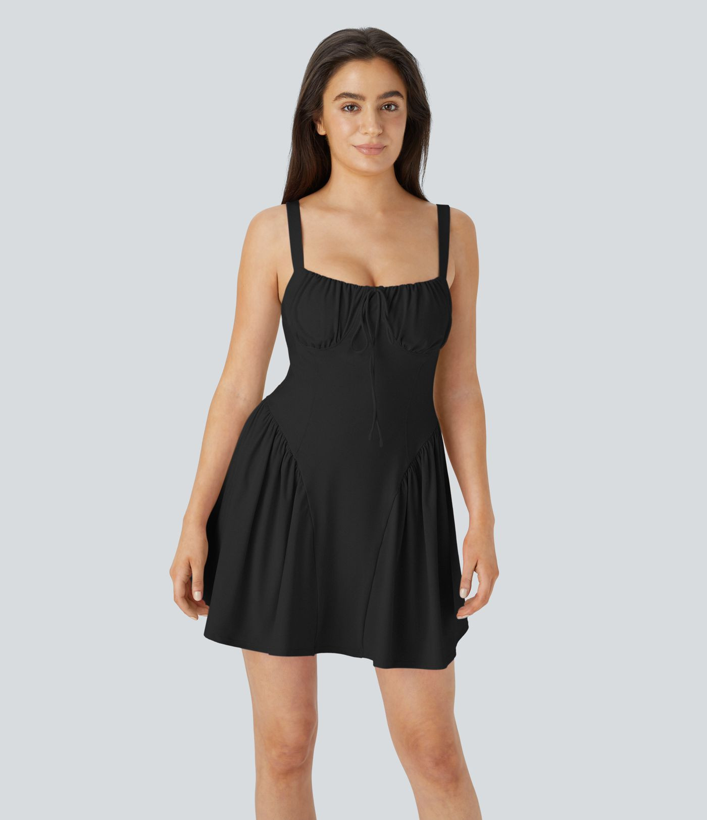Women\u2019s SoftlyZero\u2122 Airy Tie Front 2-in-1 Pocket  Mini Slip Dance Active Dress-Easy Pee... | Halara UK