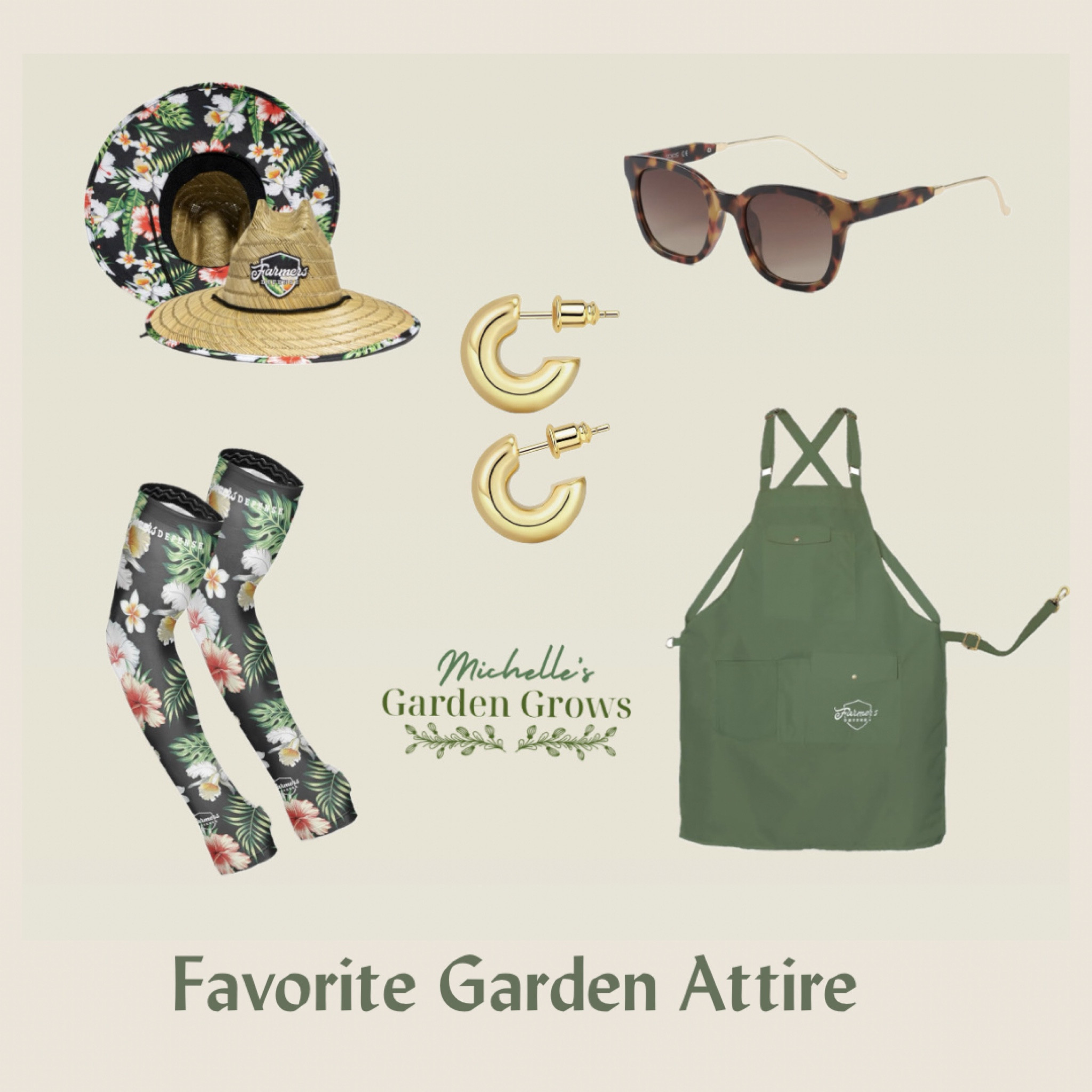 I love a wide brimmed hat, farmer’s defense sleeves & sunglasses for providing protection while working in my  garden. The apron is so helpful because it’s got plenty of pockets to carry tools & small supplies. And yes I wear these small chunky earrings because  it makes me feel elevated while not getting caught in my hair.  



#LTKworkwear #LTKSeasonal #LTKfindsunder50