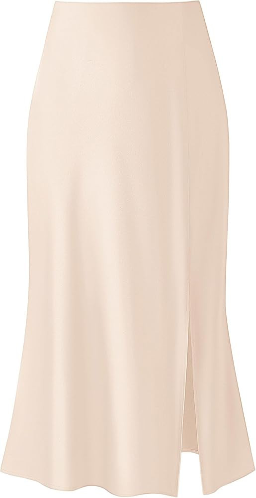 Keasmto Leopard Print Skirt for Women Cheetah High Waist Silk Satin Elasticized Skirts | Amazon (US)