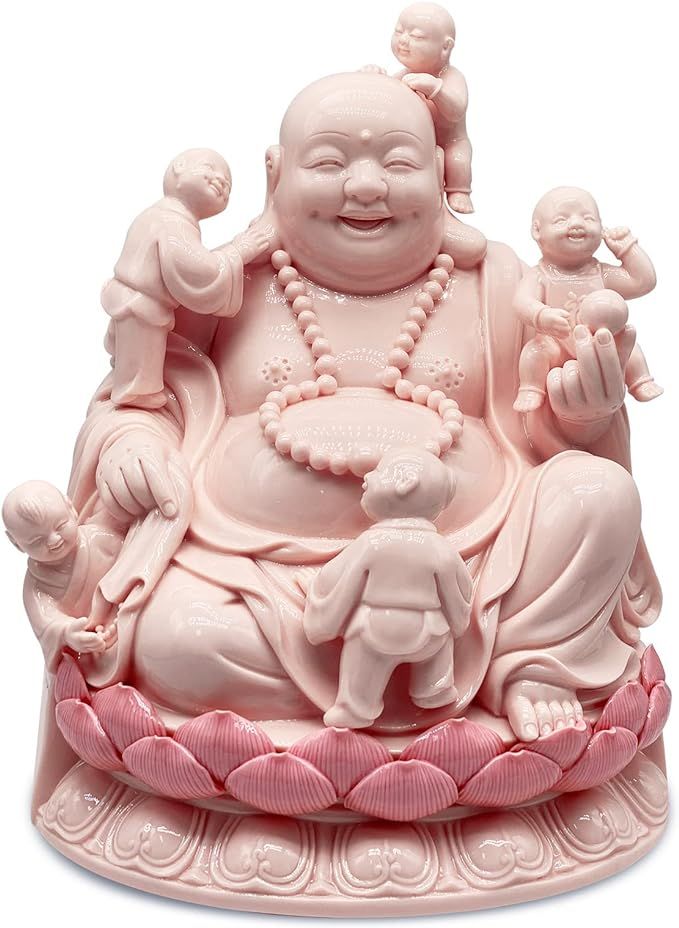LiuWtuf 9 Inch Laughing Buddha, Porcelain Maitreya Buddha, Buddha Statue Indoor Buddha Gift, Feng... | Amazon (US)