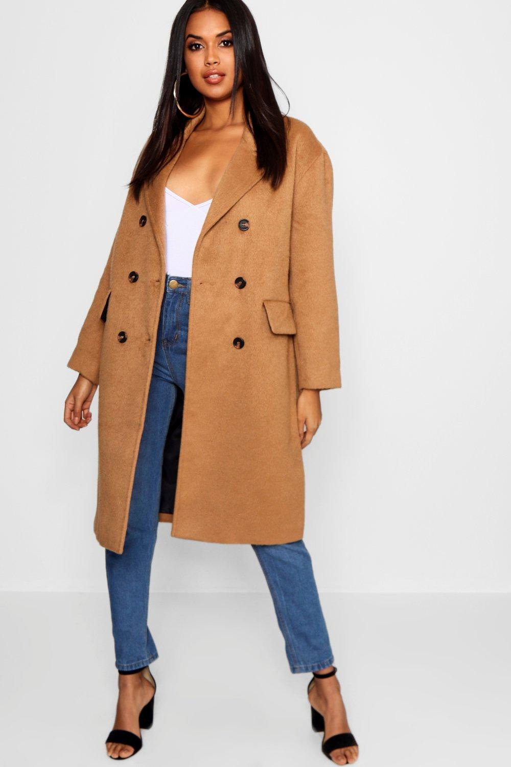 Brushed Wool Look Double Breasted Coat | Boohoo.com (US & CA)