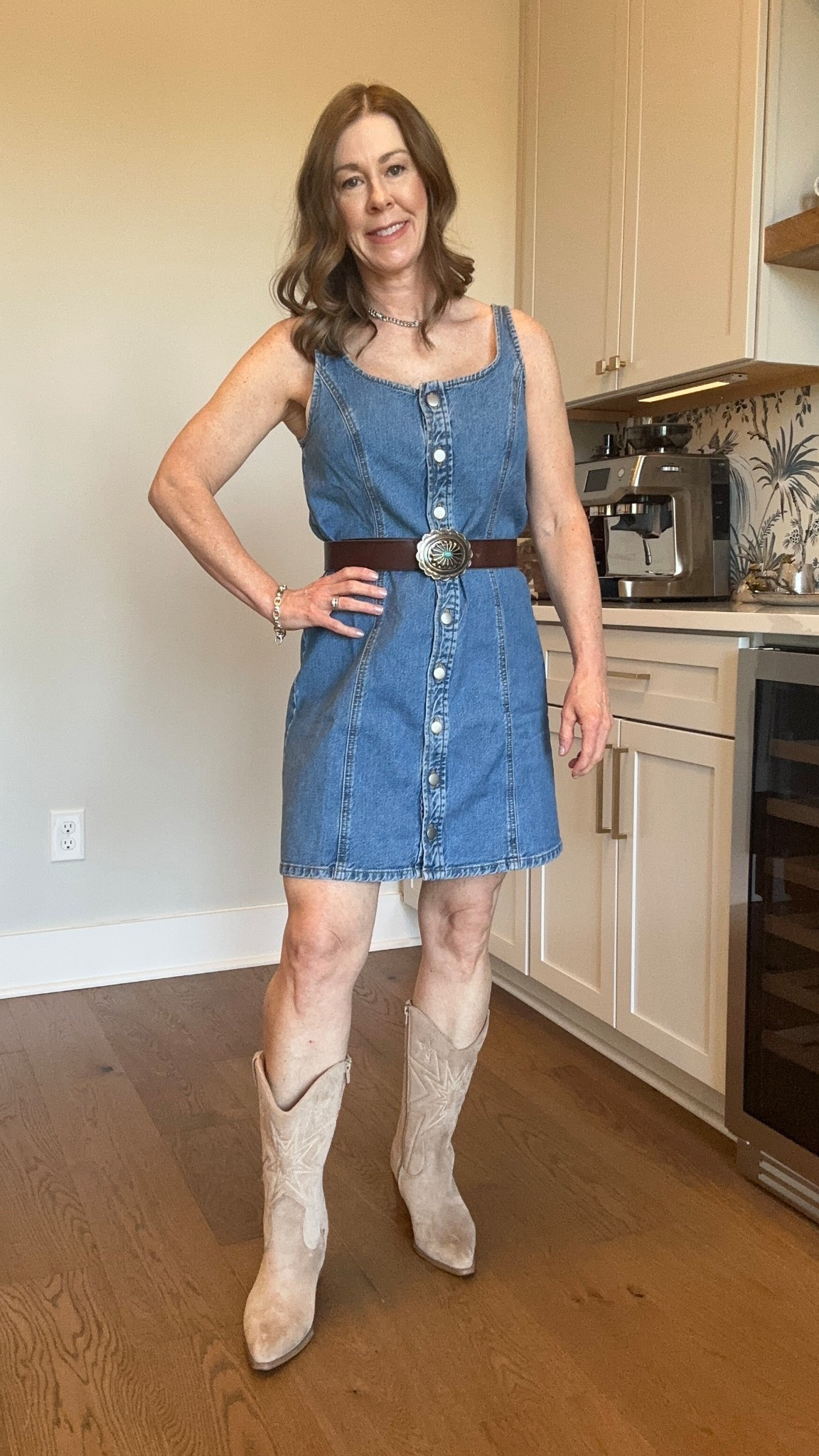 Festival Outfit or concert look! 
Loft dress TTS 
Belt is old 
Boots are old
#concertoutfit #festivaloutfit #countryconcertlook

#LTKootd #LTKFestival