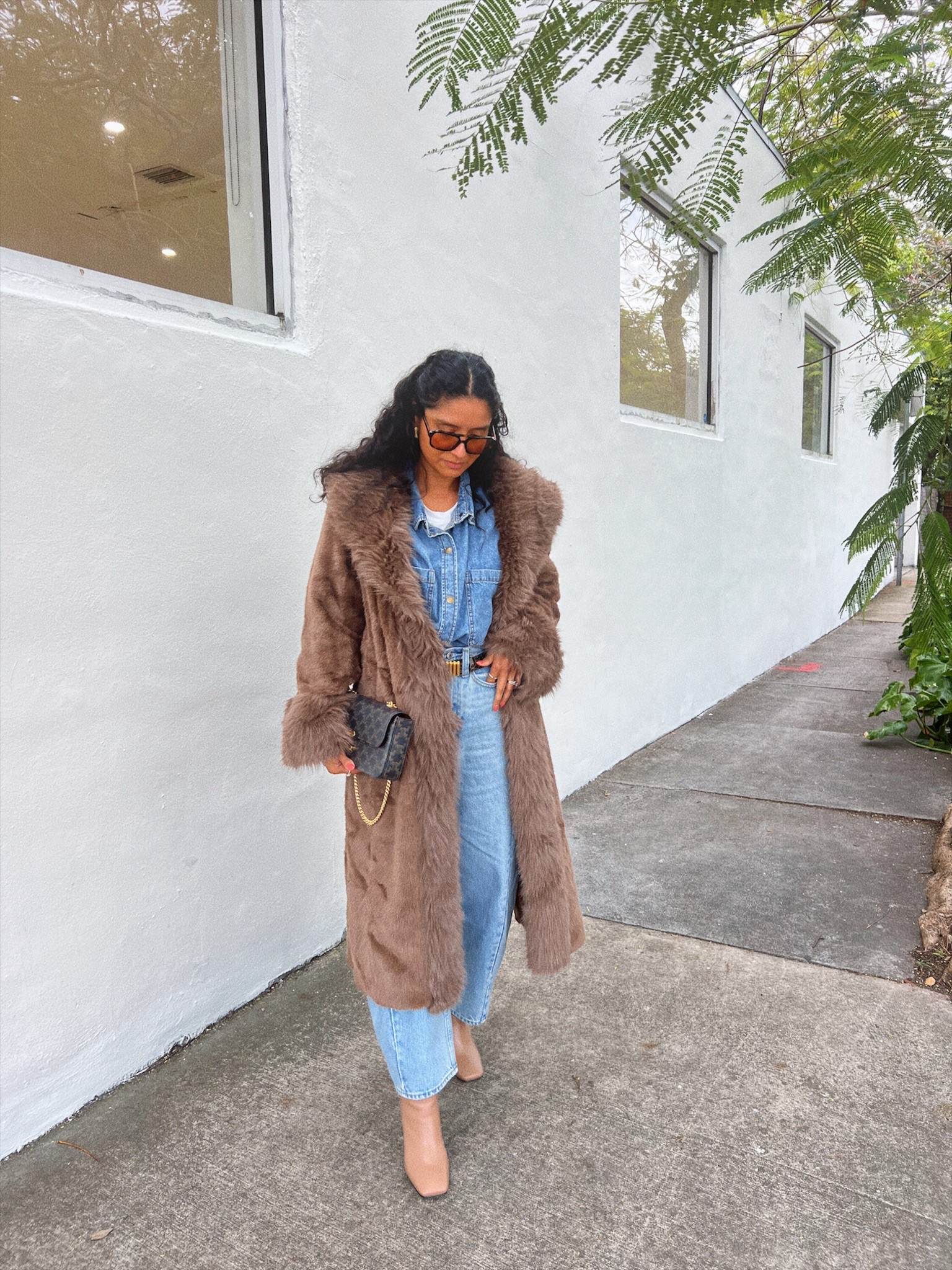 Love me a good furry coat with my all denim.