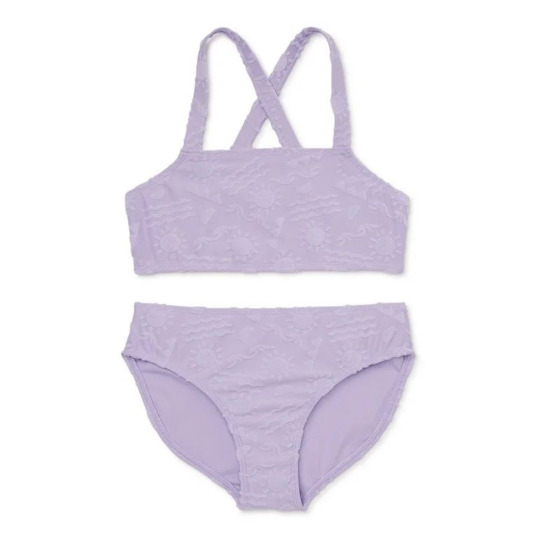 Wonder Nation Girls Terrycloth Cross-Back Bikini Swimsuit with UPF 50, Sizes 4-16 - Walmart.com | Walmart (US)