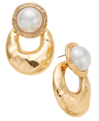 I.N.C. International Concepts Gold-Tone Imitation Pearl Sculptural Drop Earrings, Exclusively at ... | Macy's