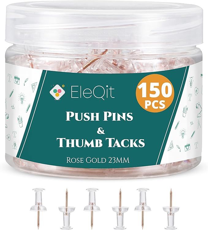 150 Clear Push Pins - Plastic Head Thumb Tacks with Steel Point Used as Wall Tacks for Hanging, M... | Amazon (US)