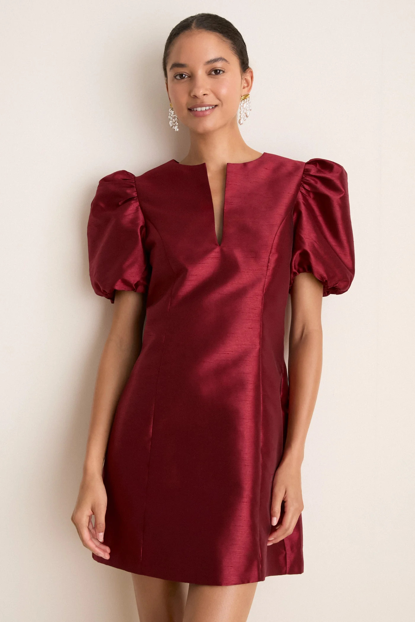 Cabernet Puff Sleeve Valentina Mini Dress | Tuckernuck (US)
