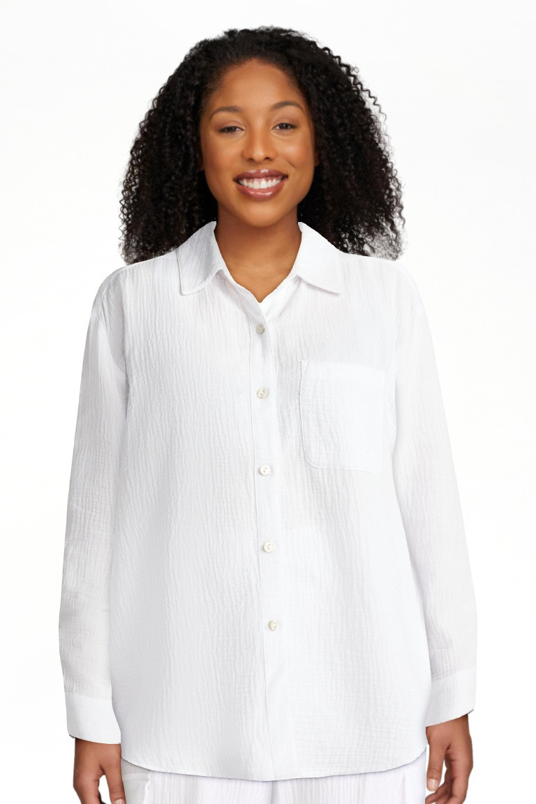 Time and Tru Women's Cotton Button Up Coverup Shirt, Sizes XS-3X | Walmart (US)