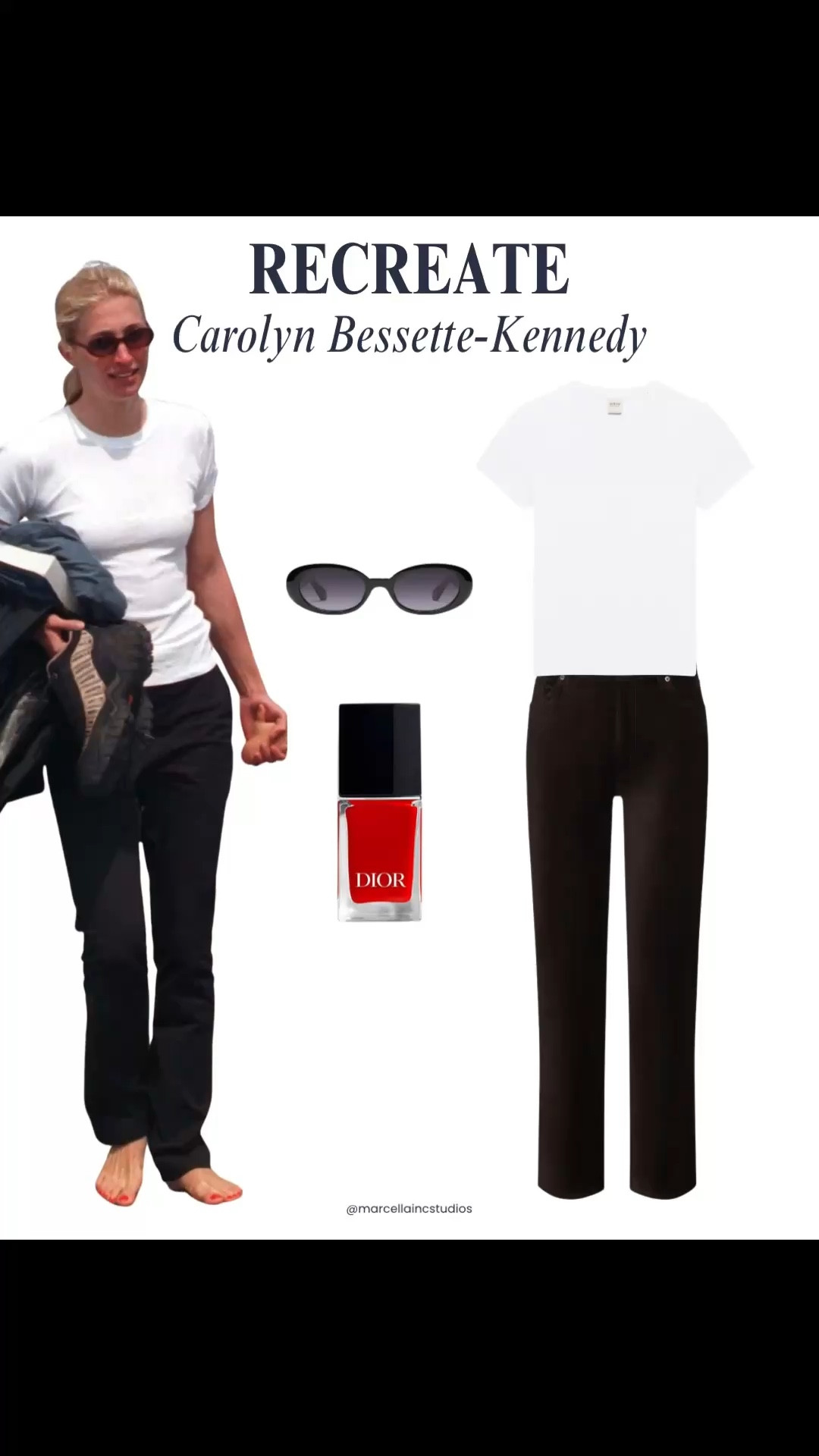 Carolyn Bessette Kennedy style — white tee, dark straight leg jeans, bare feet red polish (toes only). Frame Le High Straight + Aritzia tee. #CBK #quietluxury #Framejeans #Aritzia #90sminimalist #CarolynBessetteKennedy 

#LTKootd #LTKBeauty #LTKOver40