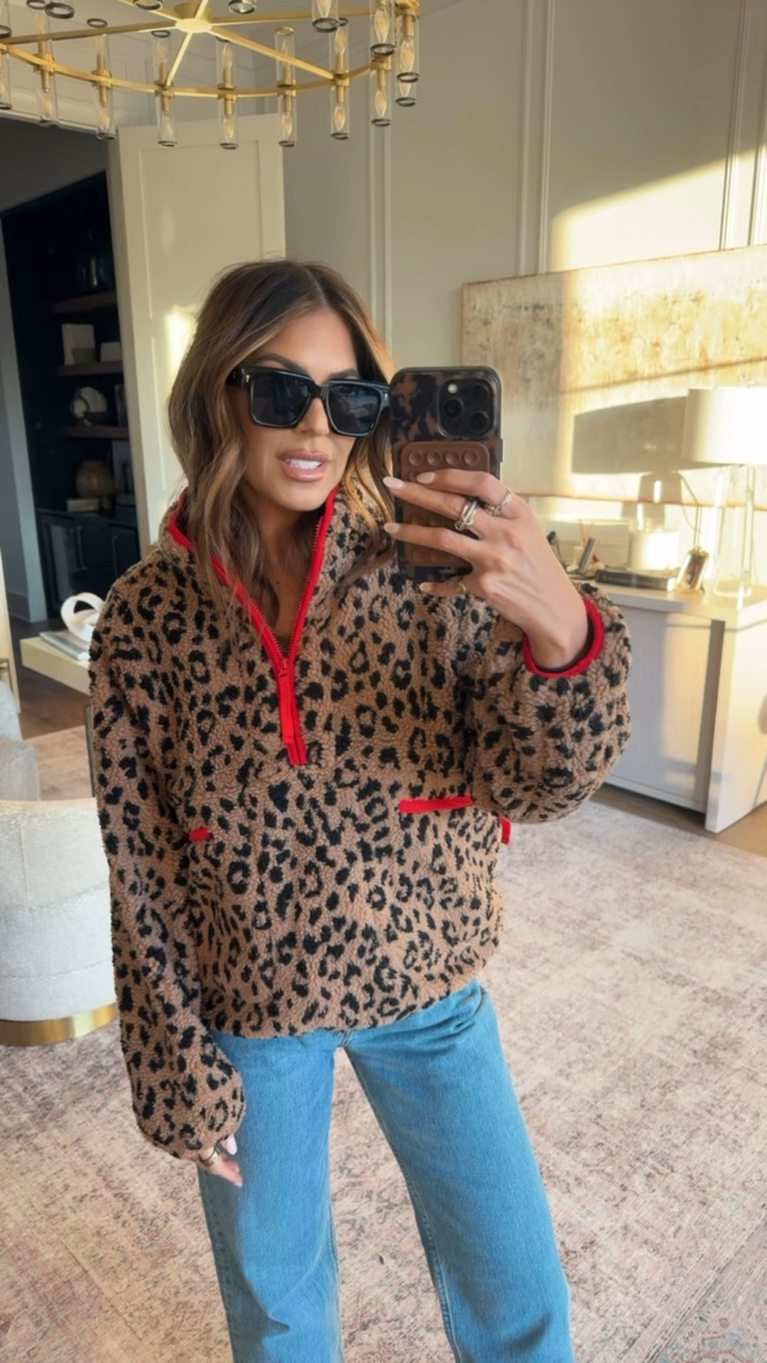 ootd! wearing size M fleece and 27 regular in denim 🤎 

 #LTKootd