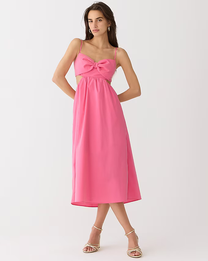 Collection bow-front cutout midi dress in stretch taffeta | J. Crew US