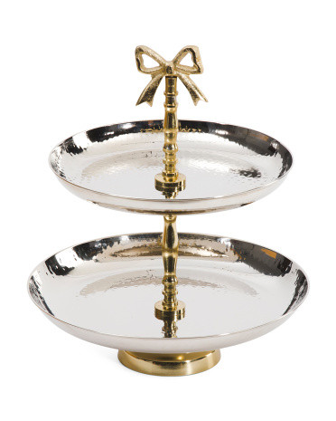 Gold Tone 2 Tier Bling Bow Server | TJ Maxx