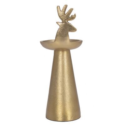 Bee & Willow™ Christmas Reindeer Pillar Candle Holder in Gold | Bed Bath & Beyond | Bed Bath & Beyond