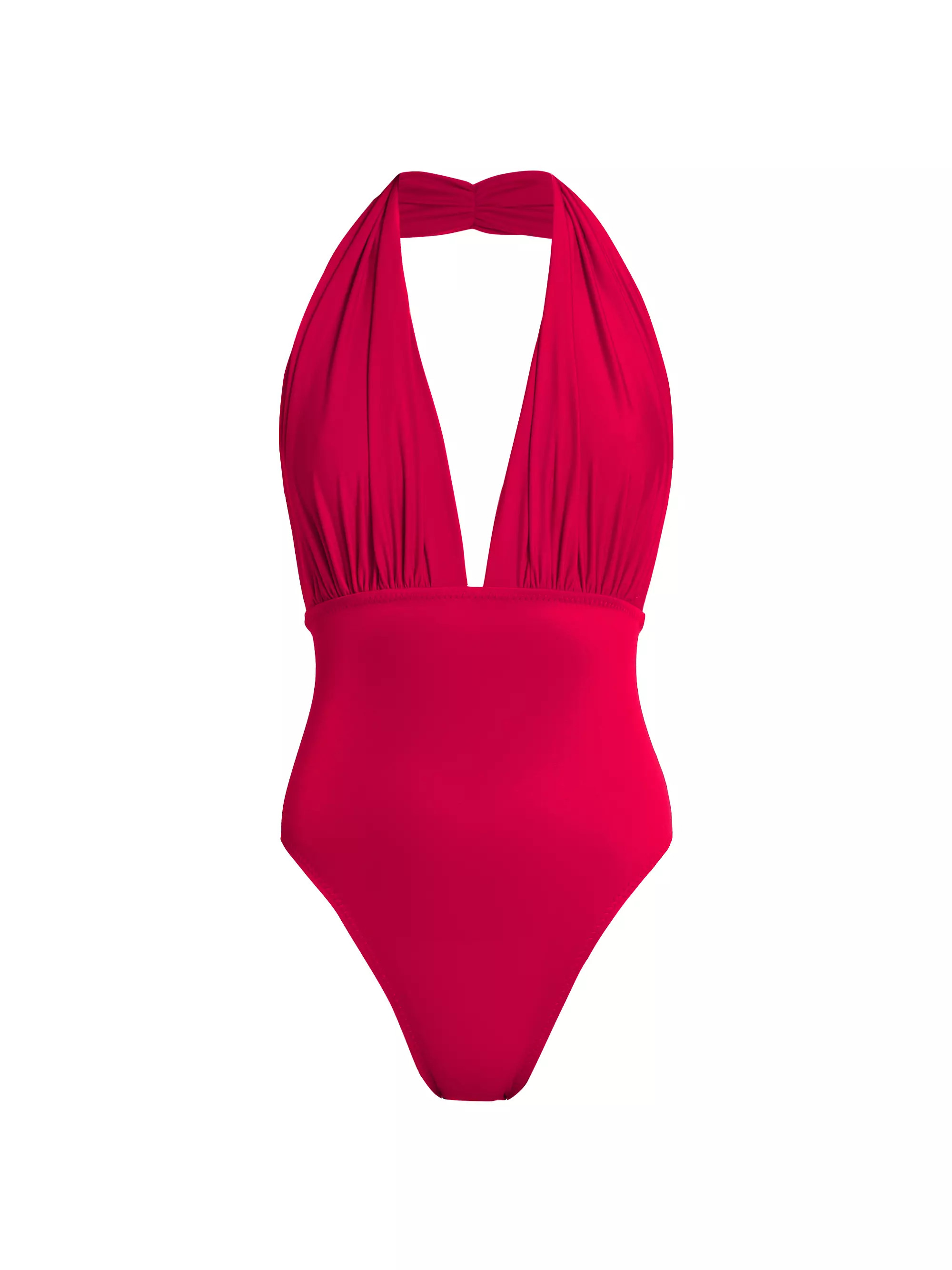 Halterneck Plunge One-Piece Swimsuit | Saks Fifth Avenue