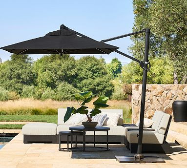 10' Rectangular Cantilever Outdoor Patio Umbrella - Rustproof Aluminum Frame with Base | Pottery Barn (US)