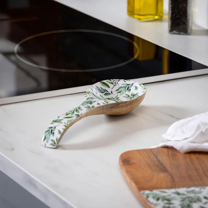 Olive Oasis Wood Spoon Rest, 10.25"L | Plow & Hearth