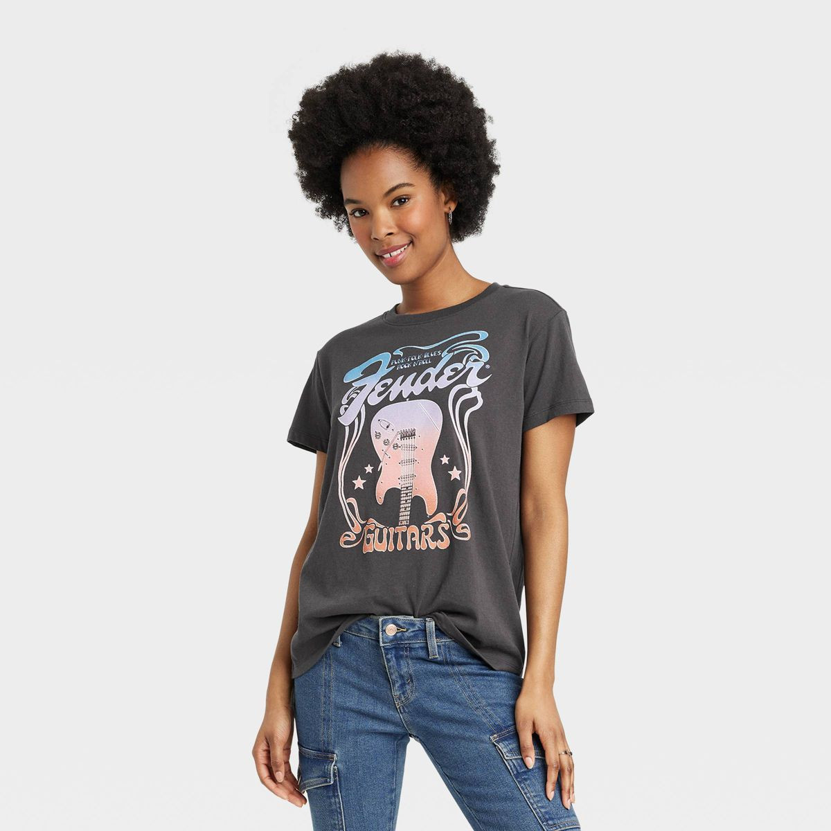 Women's Fender Guitar Short Sleeve Graphic T-Shirt - Black | Target