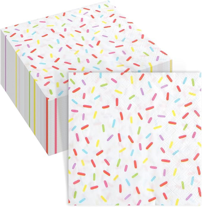 100 Pcs Sprinkles Napkins 2 Ply Disposable Paper Napkins for Baby Shower Birthday Party Theme Tab... | Amazon (US)