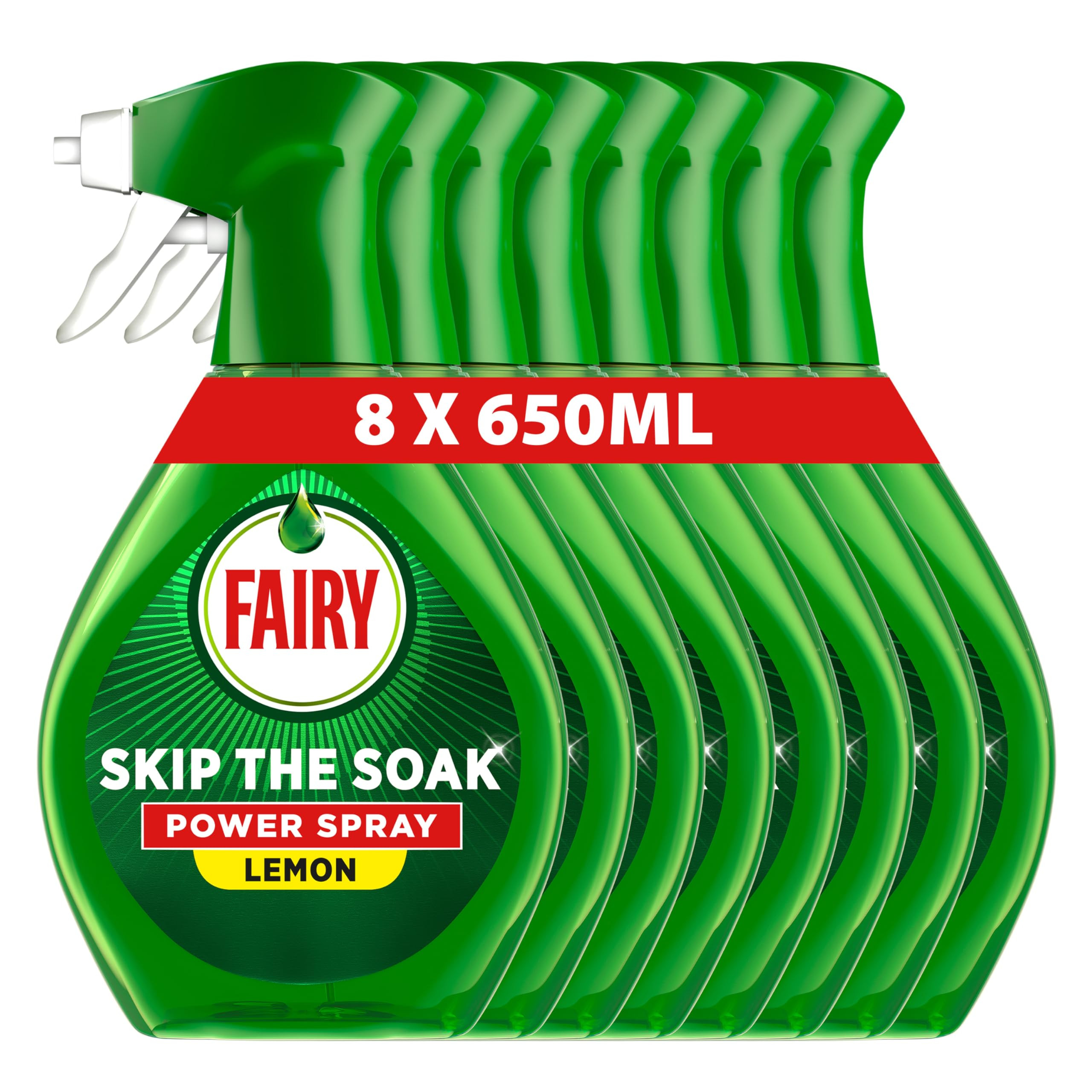 Fairy Skip the Soak Dish Power Spray Lemon, 8x650ml Spray, Pre-Treatment Spray For Dishes & Kitch... | Amazon (UK)
