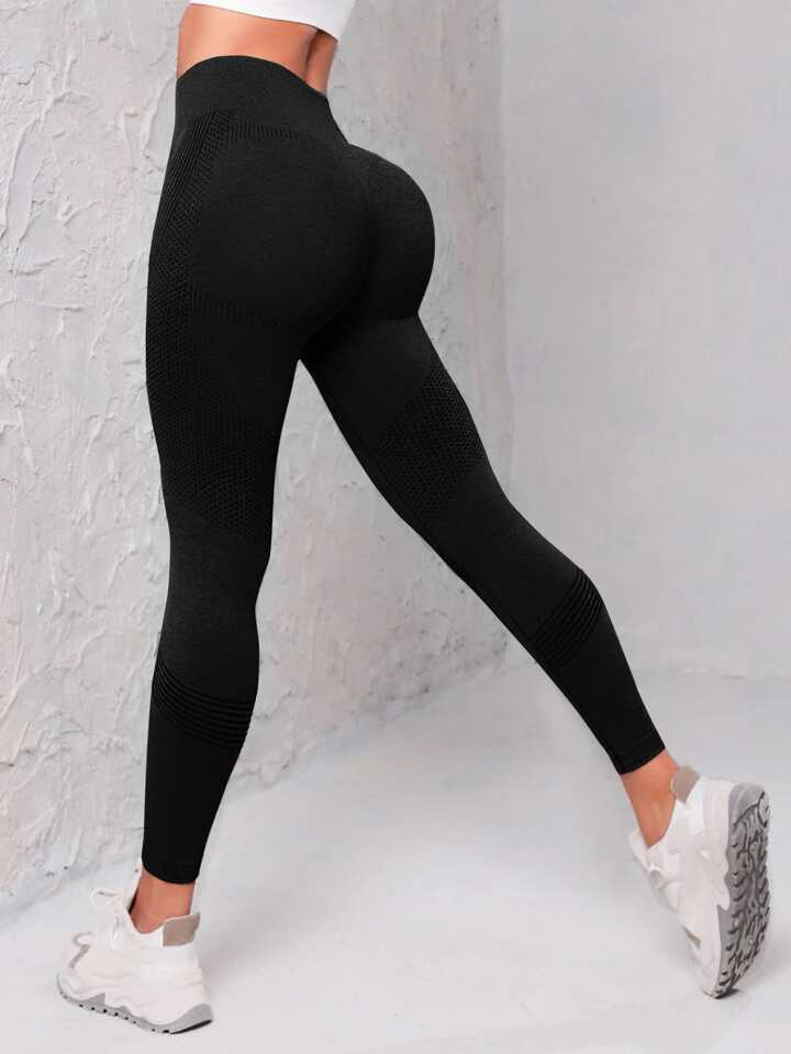 Yoga Basic Seamless High Stretch Tummy Control Sports Leggings With Wide Waistband | SHEIN