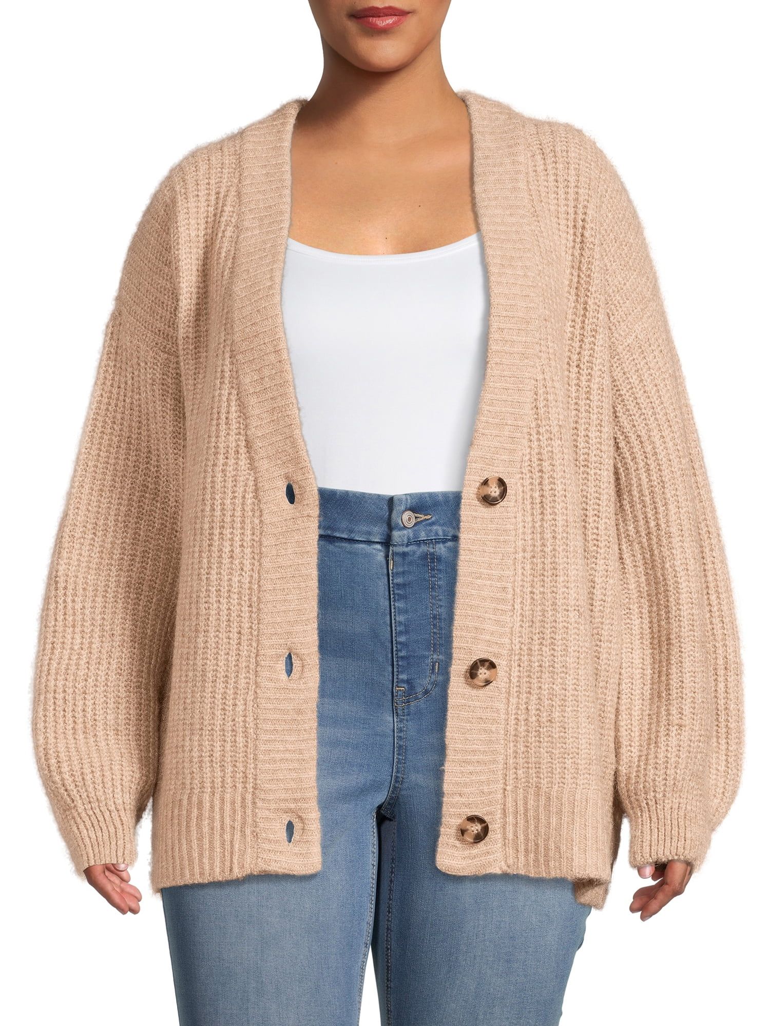 Terra & Sky Women's Plus Size Chunky Rib Cardigan - Walmart.com | Walmart (US)