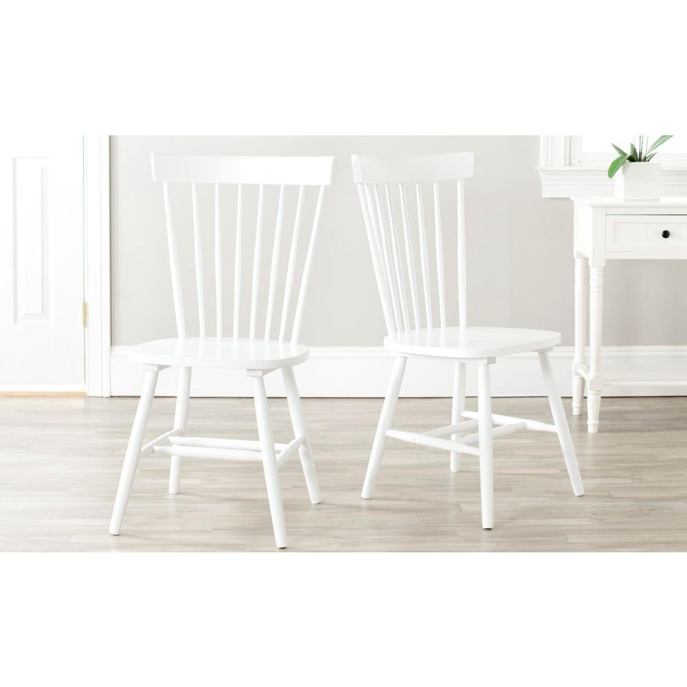 SAFAVIEH Riley White Wood Dining Chair (Set of 2) | The Home Depot