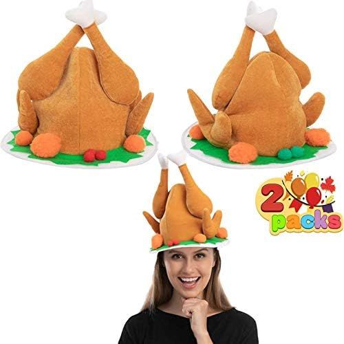 Amazon.com: Joyin 2 Pack Plush Roasted Turkey Hat for Thanksgiving Night Event, Dress-up Party, T... | Amazon (US)