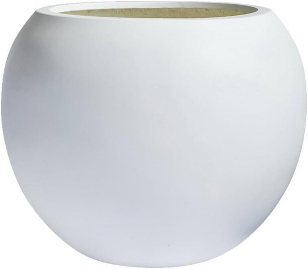 DTY Signature Mount Sherman 1-Piece Fiberstone Planter for Indoor/Outdoor, White, 10" H x 13" Dia (8" Pot Opening) - Small | Amazon (US)
