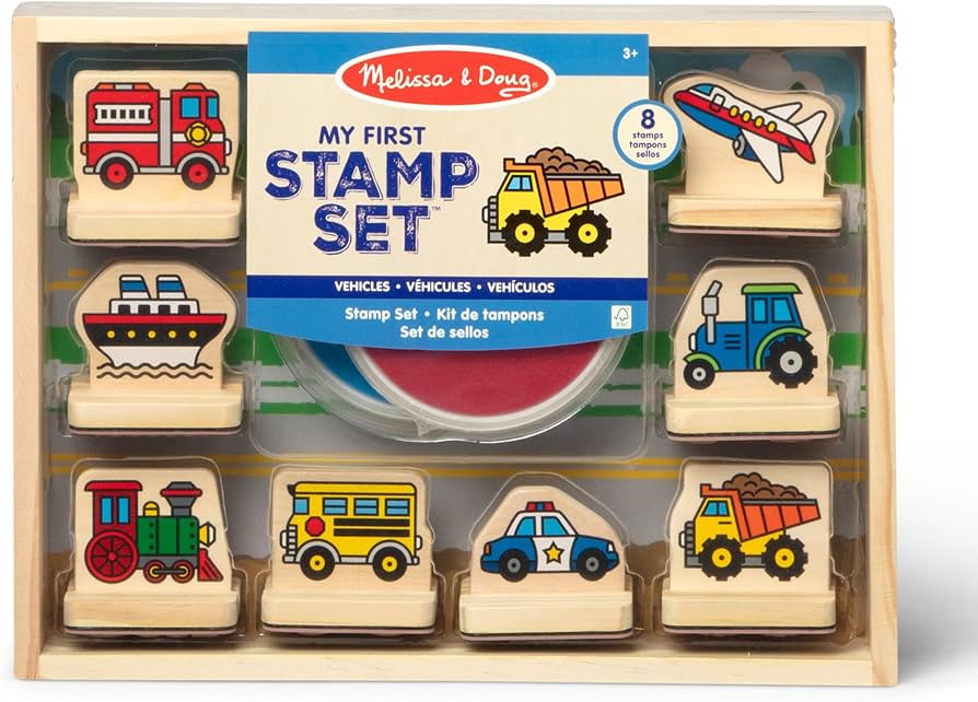 Melissa & Doug My First Wooden Stamp Set - Vehicles Kids Art Projects, Stamps with Washable Ink, ... | Amazon (US)